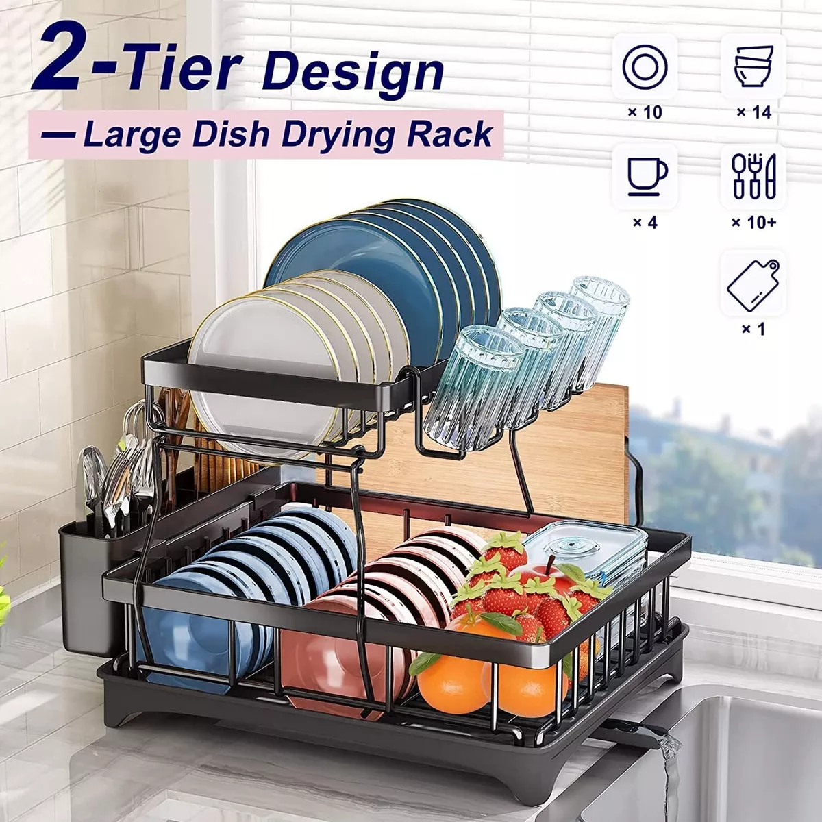 Dish Drying Rack In-cabinet Over Sink. Minimalist Dish Rack 