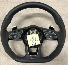 Audi RS Line A4 A5 S4 S5 Flat Bottom Half Alcantara Leather Steering Wheel#18C