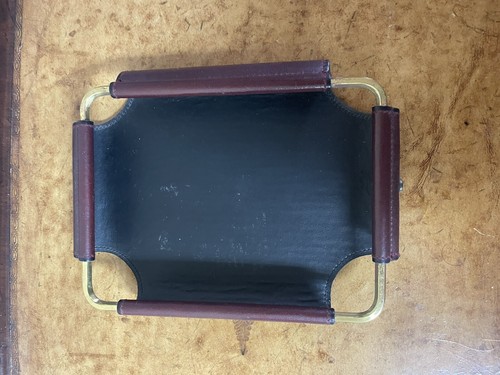 Vintage GOLDPFEIL Burgundy Leather & Brass Memo Tray - Picture 5 of 8