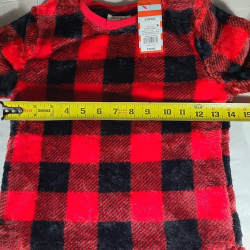Cat & Jack Fleece Sweatshirt Pullover Size Medium 7/8 Red Plaid Boys Unisex - Picture 35 of 63