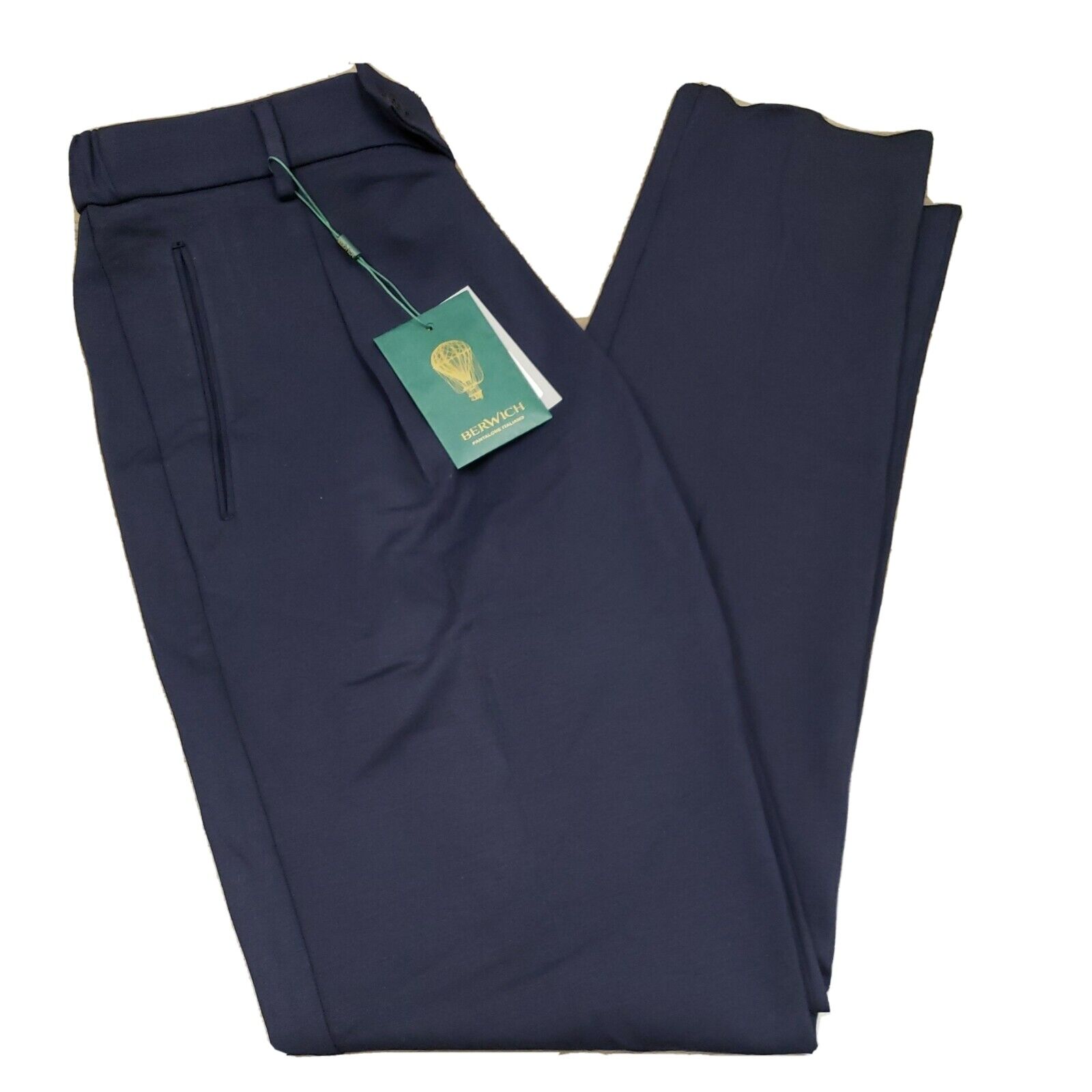 Berwich Mens Retro Elax Comfort Trousers Unhemmed (IT 50) Navy