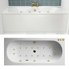 Nuie Otley Whirlpool Bath Double Ended Hydrotherapy Spa Gold Jets Bathroom Tub