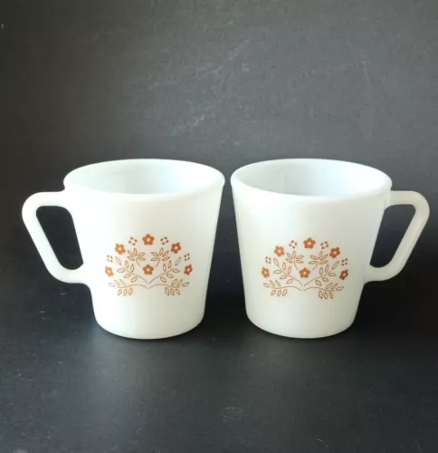 2 Vintage Pyrex Coffee Mug Cup Summer Impressions Light Brown