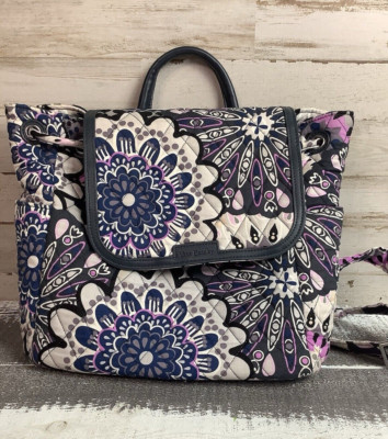 Vera Bradley Mimosa Medallion Purple Floral Essential Compact Backpack