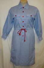 VTG 80's Retro Orvis Shirt Dress 8 M Nautical Candy Striper Red Blue White Strip