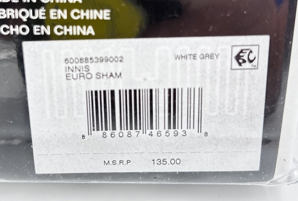 New Ralph Lauren Home "ANYA" European "EURO" Pillow Sham White w/Grey