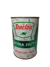 VINTAGE SINCLAIR EXTRA DUTY MOTOR OIL SAE 20&20W METAL OIL CAN SEALED FULL!