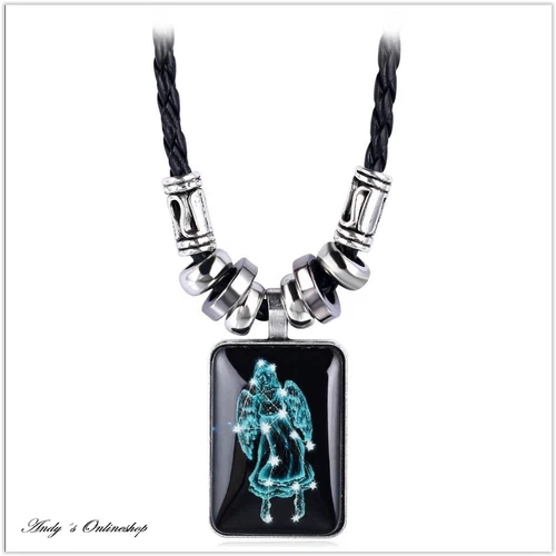 Sternzeichen Leder Halskette mit Anhänger Kette 12 Sternzeichen Geschenk Unisex - Bild 8 von 21