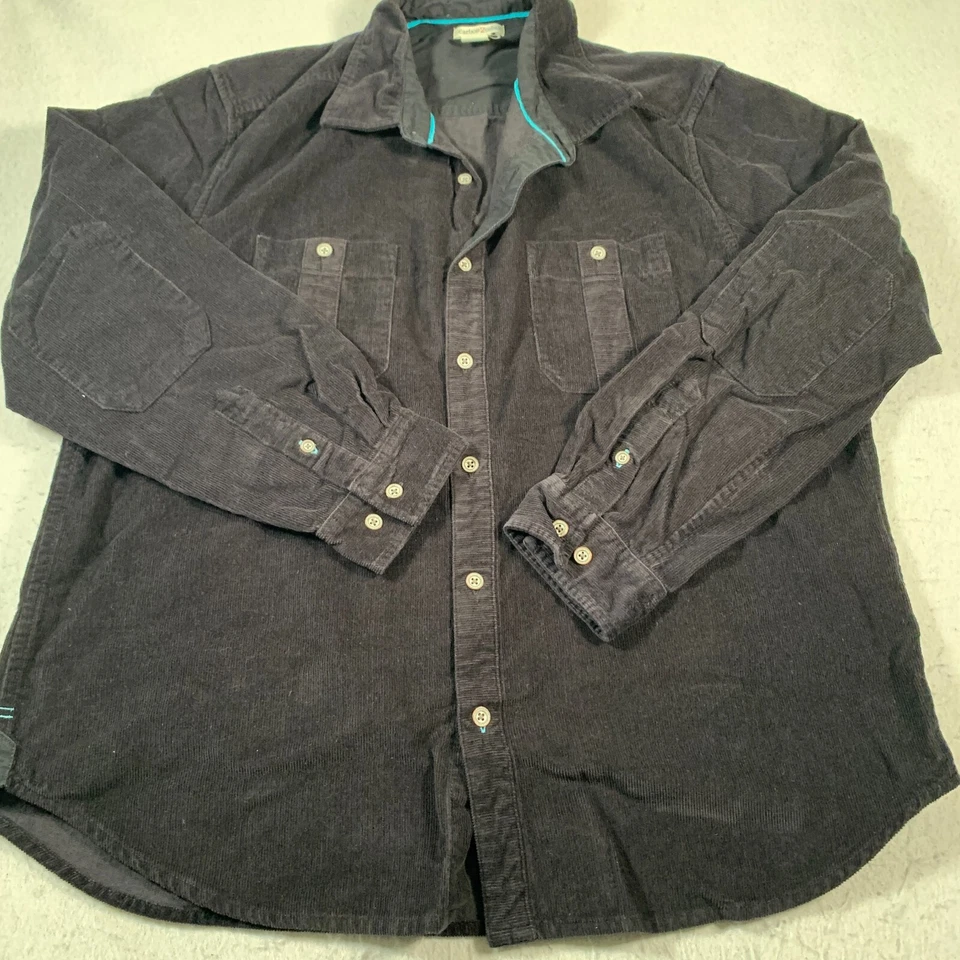 Карбоновая 2 кобальтовая вельветовая рубашка мужская большая черная на пуговицах повседневная - Изображение 3 из 4