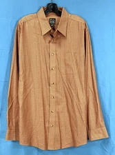 JOS A BANK Slim Fit EARTHY RUSTY ORANGE Plaid TWILL 1-Pocket BUTTON-UP Shirt XL