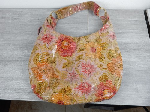Hobo The Original Snakeskin Pattern Floral Shoulder Bag Large Multi Color - Picture 2 of 11
