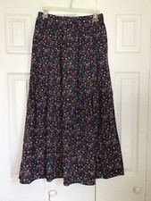 VTG 70s Handmade Boho Cotton Floral Pockets Pleated Party Summer Maxi Skirt Sz S
