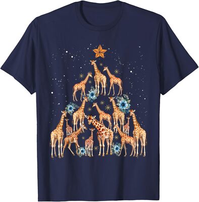 Cute Giraffe Christmas Tree Giraffe Lovers Xmas Unisex T-Shirt