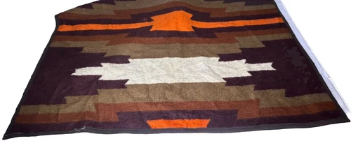 Vintage Biederlack Aztec Southwestern Brown Orange Blanket