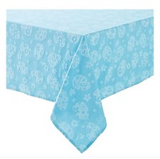 Blue Easter Egg Tablecloth 60 x 102 Rectangle Woven Cloth Fabric Spring Oblong