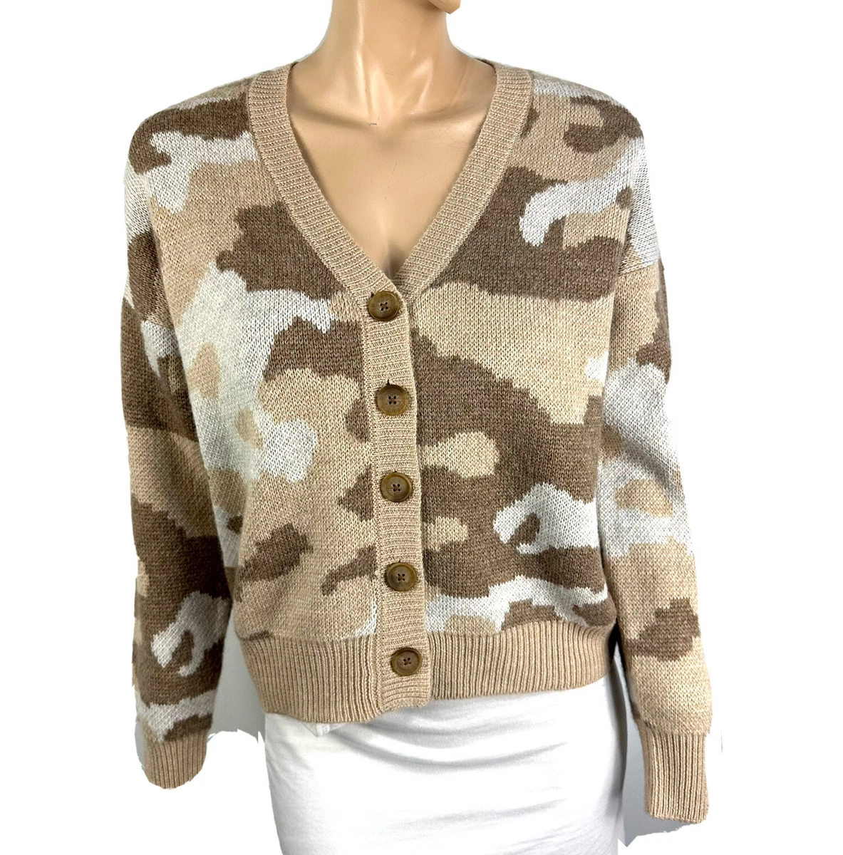 Camo cardigan sweater women's hot sale