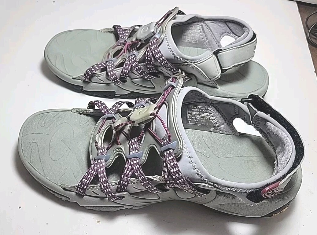 SANDALI MERRELL VIOLA SKELLY PUNTA APERTA CON LARGHEZZA E SCHIENA REGOLABILI TAGLIA 9M OTTIME CONDIZIONI