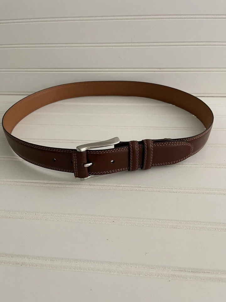 Cinturón de trabajo para hombre talla 32 marrón cuero vestido informal ajustable oficina carrera Foto 2 de 4