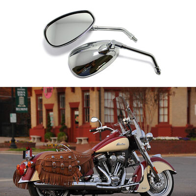 Motorrad Spiegel Paar in Chrom Aluminium Seitenspiegel Set M10 Adapter Roller