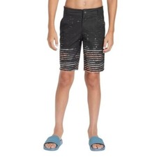 NWT Boys' art class Striped Hybrid Swim Shorts Black Size 4