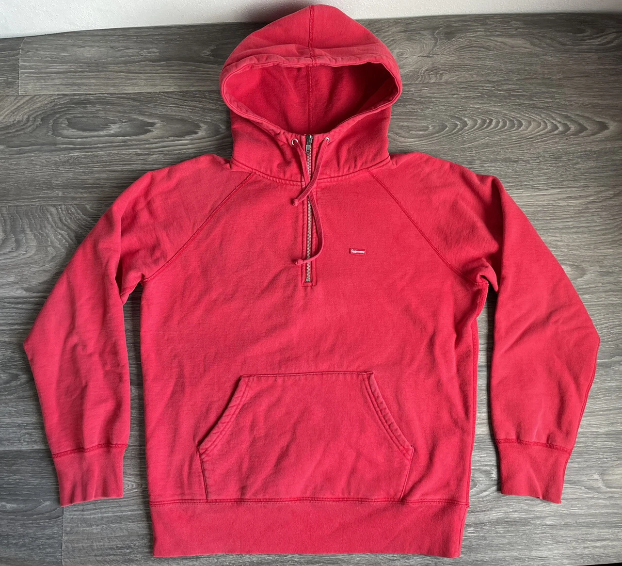 Pull à capuche Supreme micro boîte logo 1/4 fermeture éclair rouge Canada moyen