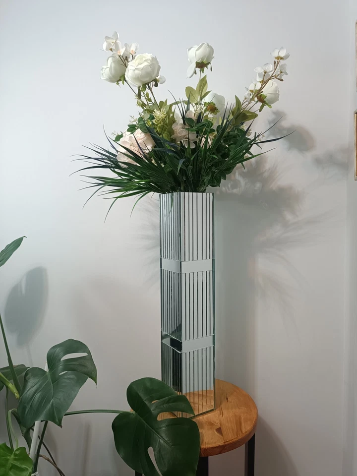 Decorative Floor Vase, Silver Square Mirrored Modern Vase, 60 cm (24 in) Tall, - Image 4 of 4