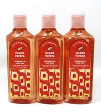 Bath & Body Works Island Papaya Cleansing Gel Hand Soap Lot of 3 Orange
