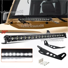 Single Row 20'' LED Light Bar+Hood Mounting Brackets fit Jeep Wrangler JK 07-17