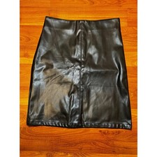 SHEIN Black Faux Leather Zipper Mini Skirt