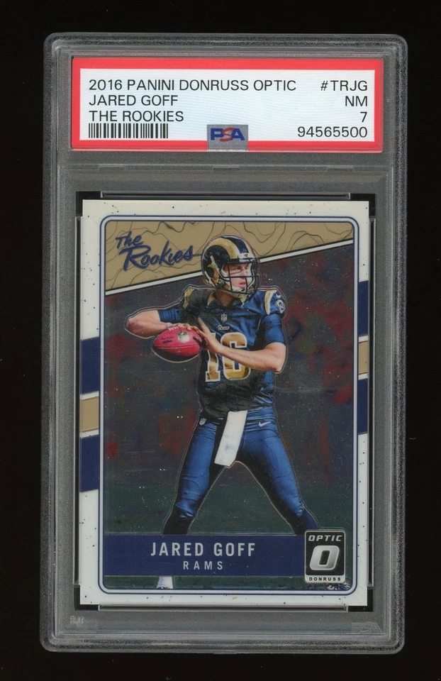 2016 JARED GOFF PSA 7 NM PANINI DONRUSS OPTIC THE ROOKIES INSERT #TRJG LA RAMS - Image 3 of 4