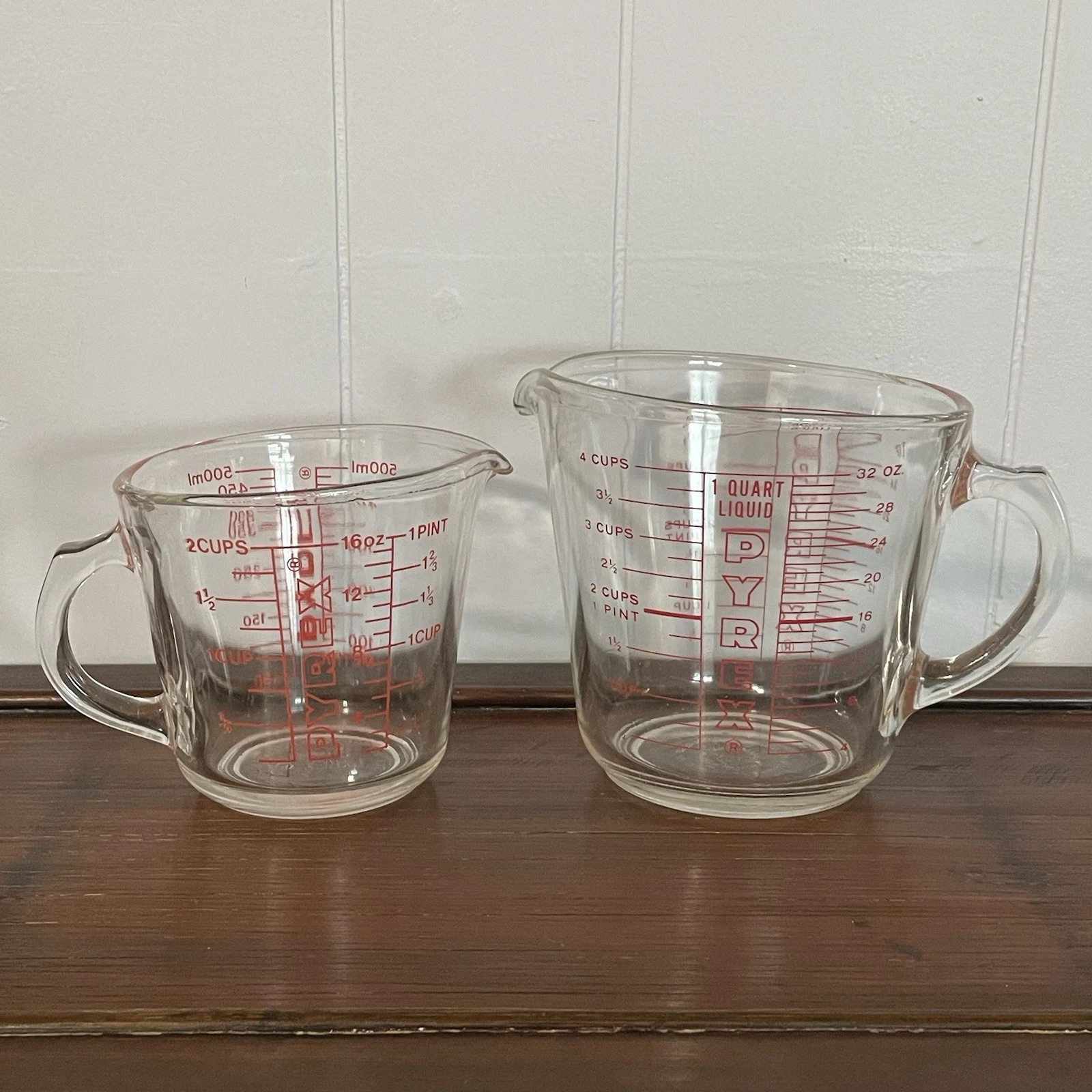 Set Vtg Pyrex Glass Measuring Cups Large 4 Cup & 2 Cup D-Handles Corning
Opens in a new window or ta