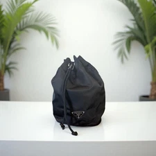 PRADA Black Nylon Drawstring Pouch AB Excellent Condition Bag Accessory