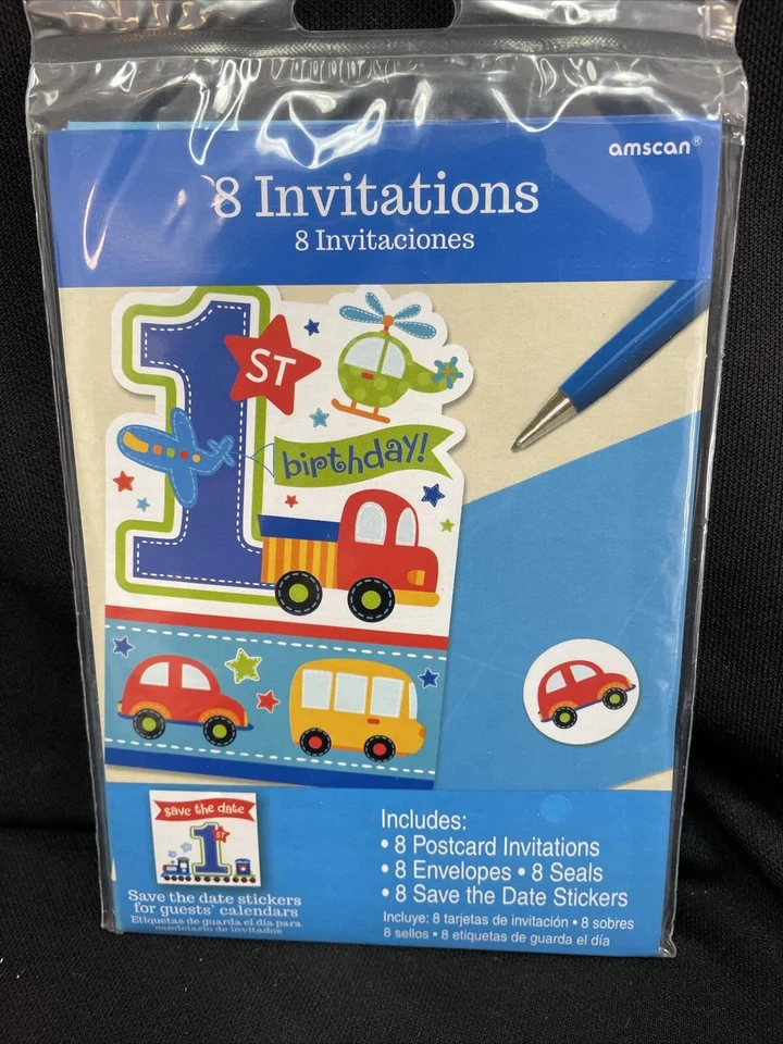 Pack de 8 invitaciones de cumpleaños para niños con sobres Foto 2 de 3