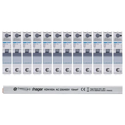 Hager Set 12x LS Schalter 1-polig MBS116 + 1x Phasenschiene 1-polig KDN163A - Bild 1 von 4
