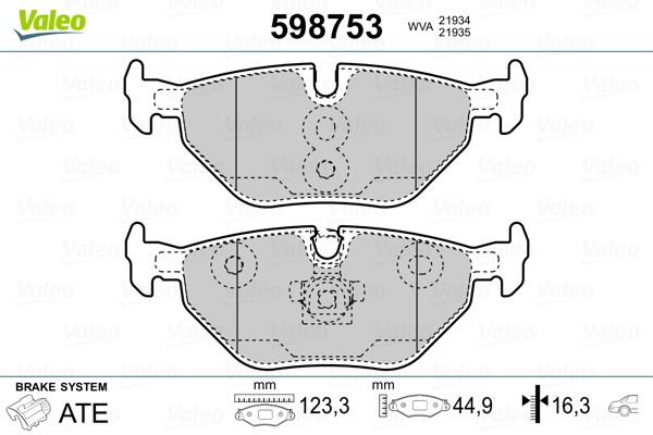 598753 Valeo Bremsbelagsatz, Scheibenbremse FüR Bmw,Bmw (Brilliance),Mg,Rover,Sa-image