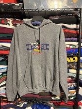 Vintage Mickey Mouse Disney Fleece Hoodie Mens Large Gray Embroidered 90s