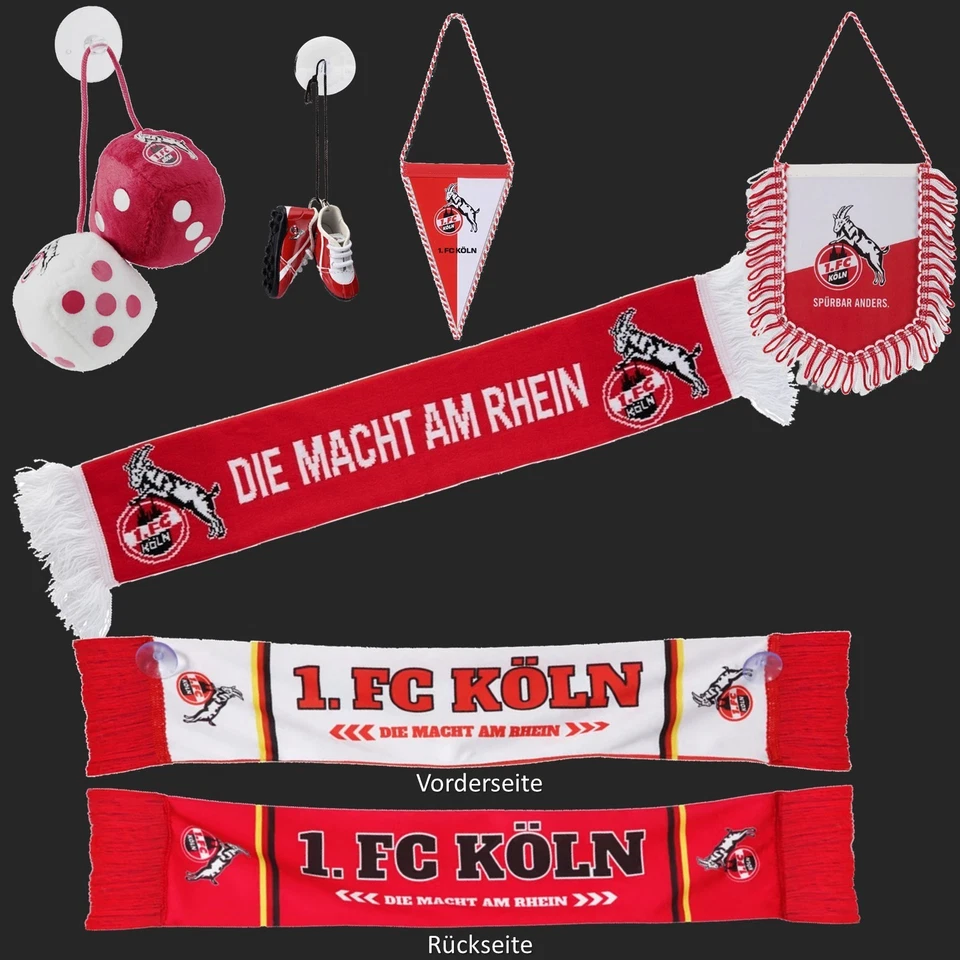 1. FC Köln Autoschal Minischal Banner Plüschwürfel Autospiegelschuhe Autowürfel - Bild 3 von 4