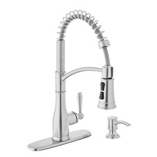 Glacier Bay Mandouri Spring Neck Stainless Steel Kitchen Faucet w/Soap Dispenser