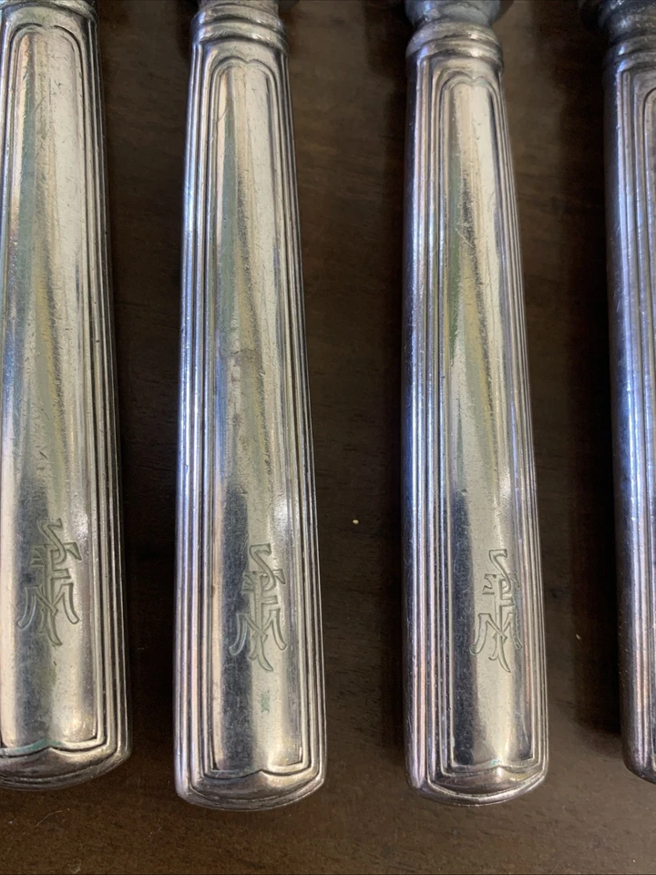 Cuchillos de cena alemanes antiguos chapados en plata - Juego de 10, 90 estampados Foto 4 de 4