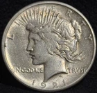 1921 United States Peace One Dollar Silver S$1 Coin-High Relief Key Date