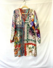 Johnny Was Silk Kimono Womens Medium Cream Floral Multi Maxi Duster