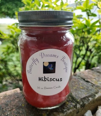 Homemade Floral Scented 16 oz Mason jar organic beeswax Candle