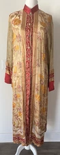 Citron Santa Monica Size Large full length long Kimono jacket red gold NEW $289