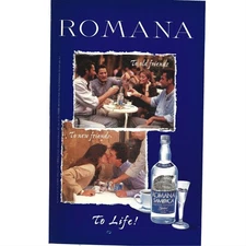 Romana Sambuca Print Ad Featuring Social Scenes Bottle Image