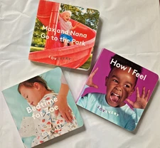 LOVEVERY Board Books Lot of 3 How I Feel, Bedtime for Zoe, Max and Nana Go Park
