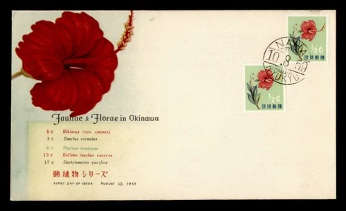 DR WHO 1959 RYUKYU JAPAN FDC FLOWER NCC CACHET M77719
