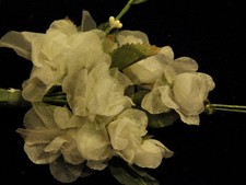 Millinery Flower Cluster Chiffon Organdy White for Hat Wedding  Hair K71