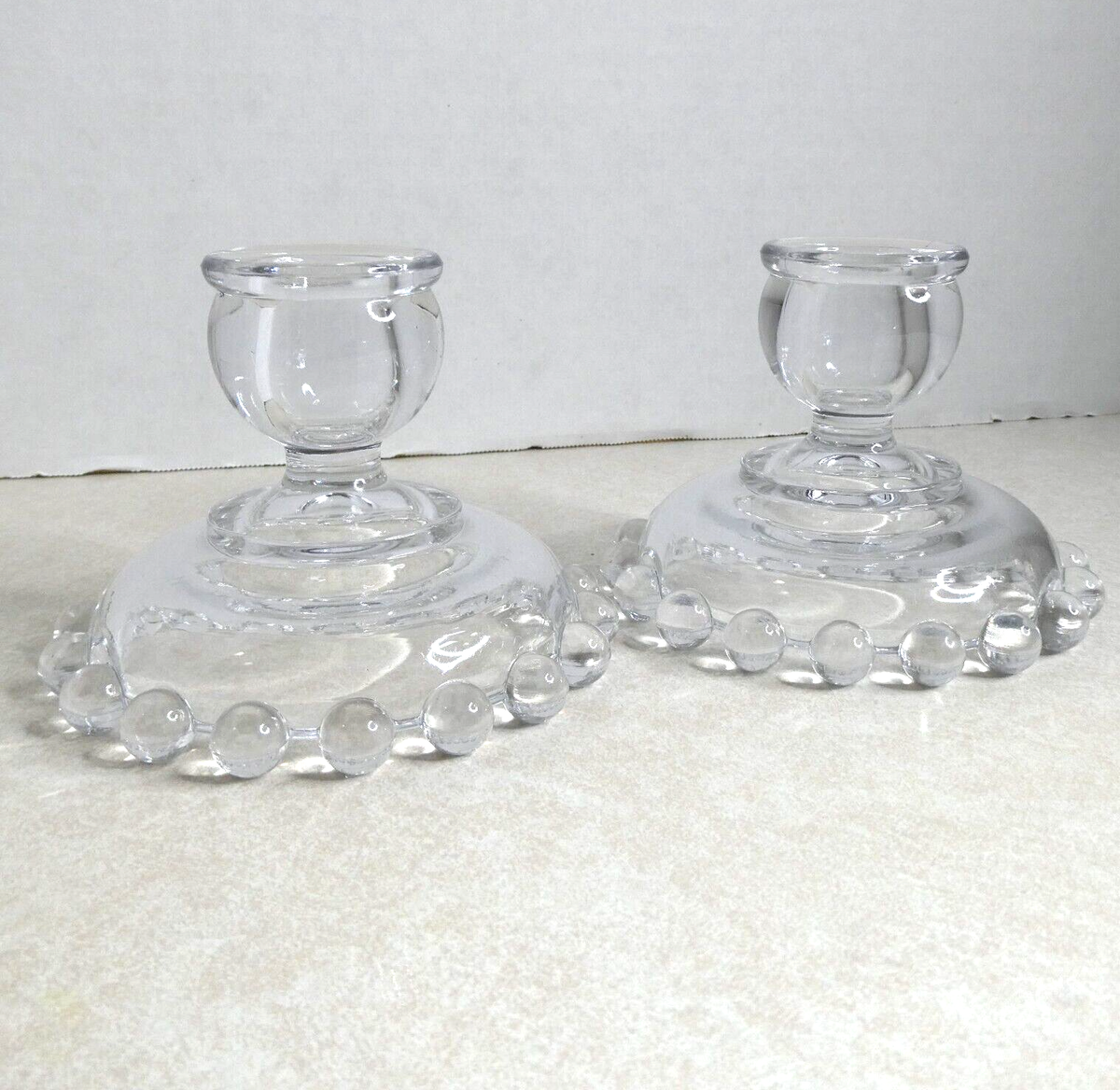 ImperialGlassCompany Candlewick 21点 Pair of Imperial Glass Ohio Candlewick Clear Glass Vintage Candle