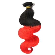 3 bundle + closure 4x4 1b#red Body Wave Hair Human 8''