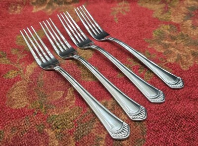 Reed & Barton Regina 18/10 Stainless 8'' Fork Flatware Silverware - 4pc Set - EUC